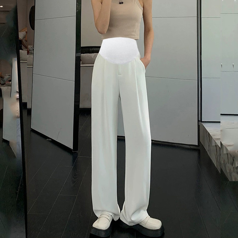 白色孕妇裤夏季薄款外穿休闲直筒阔腿裤2024新款高个子托腹打底裤