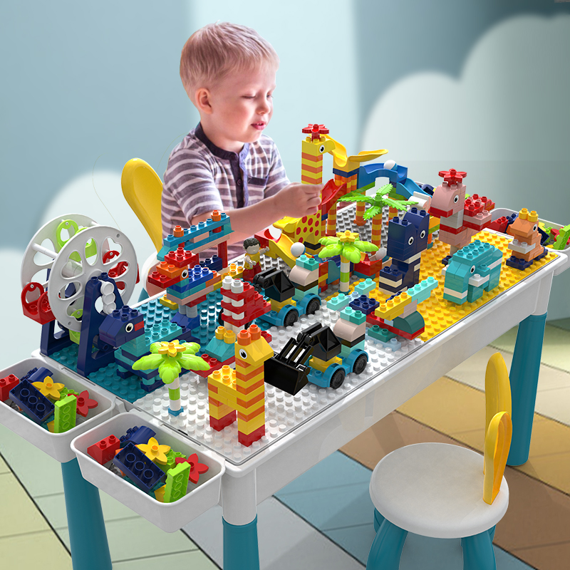 儿童积木桌子多功能大颗粒2岁3早教变形玩具拼装图男女孩宝宝益智