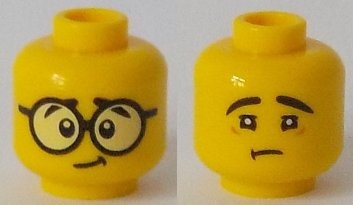 全新 乐高Lego 人仔零配件 3626 头部双表情 眼镜男