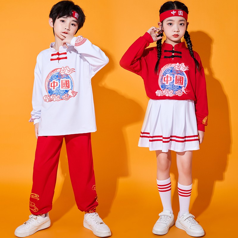 儿童啦啦队演出服中国风小学生运动会服装幼儿园合唱服舞蹈服班服