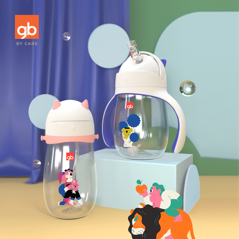 gb好孩子宝宝学饮杯婴儿重力吸管水杯训练杯水杯