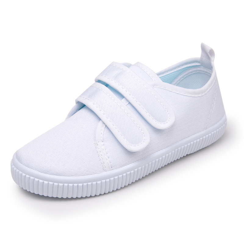 儿童小白鞋女童小学生白布鞋幼儿园室内男童帆布鞋白色运动鞋球鞋