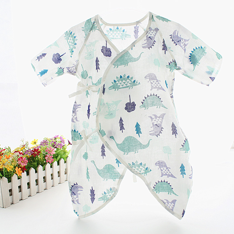 新生儿衣服0-3个月纯棉纱布宝宝蝴蝶衣初生婴儿连体衣和尚服夏季