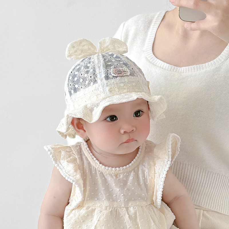 婴儿帽子夏季薄款宝宝遮阳帽6一12月女宝防晒渔夫帽婴幼儿太阳帽3