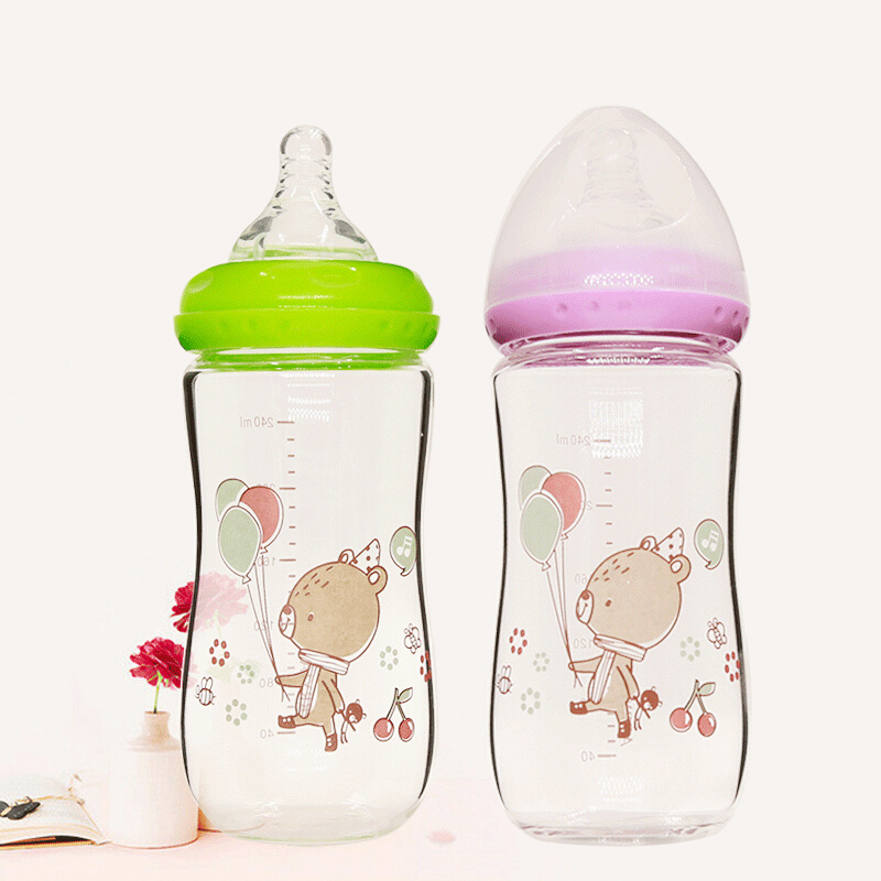玻璃婴儿奶瓶 宽口径新生儿宝宝奶瓶防摔防胀气母婴用