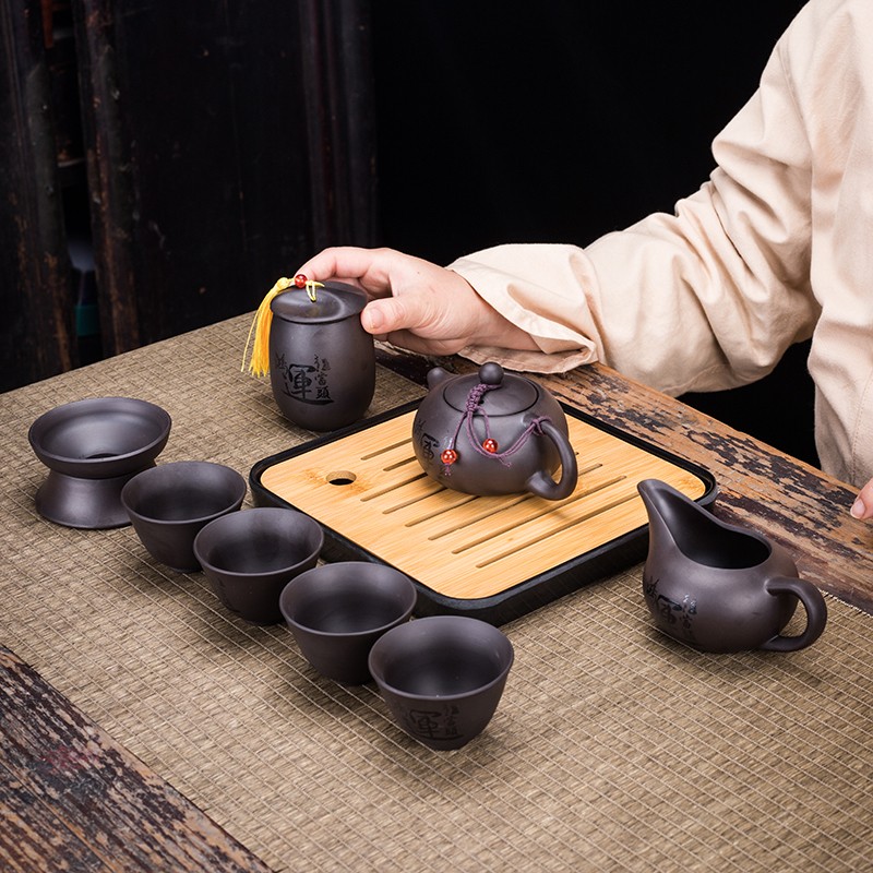 紫砂旅行茶具小套装户外旅游简约陶瓷家用便携式包功夫泡茶壶茶杯