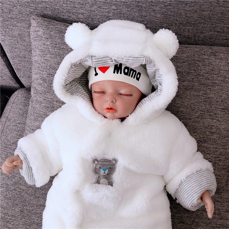 日本进口新生婴儿连体夹棉衣冬加厚外出爬服男女宝宝可爱保暖包脚