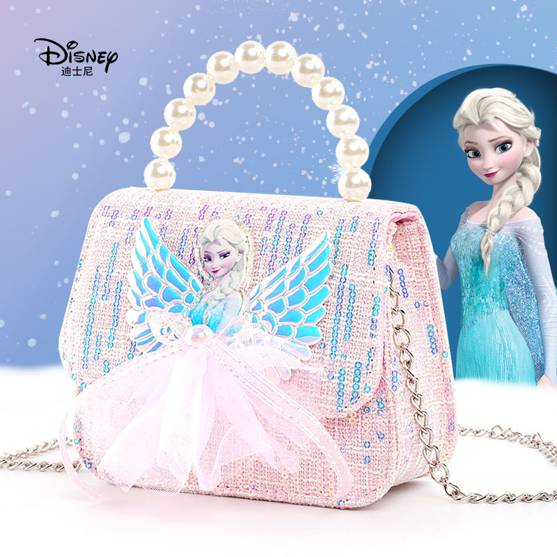 迪士尼女童小包儿童零钱包宝贝冰雪公主侧背手提包小女孩时尚包包