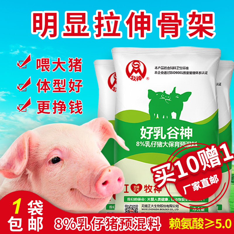 正大猪饲料 8%仔猪预混料防拉稀高赖氨酸鱼粉型拌料500斤猪场专用