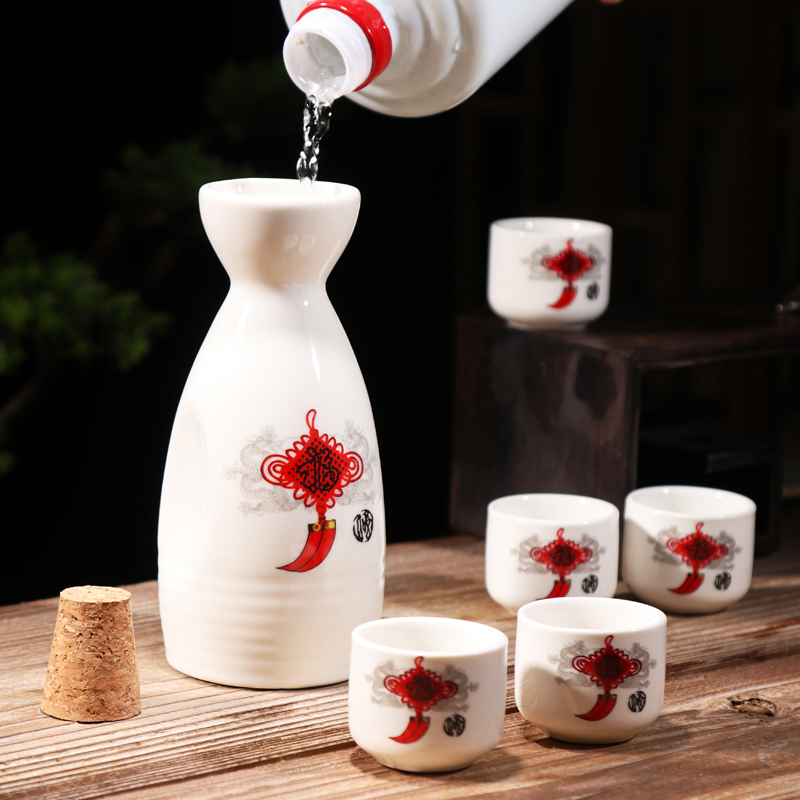 传统中式陶瓷酒具套装仿古风代清白酒壶小酒盅家用老式分酒器酒杯