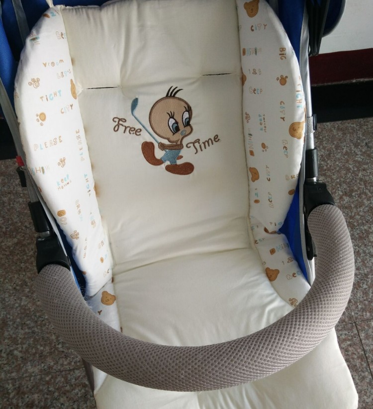 婴儿车垫儿童推车坐垫宝宝伞车棉垫四季通用靠垫纯棉加厚餐椅垫子
