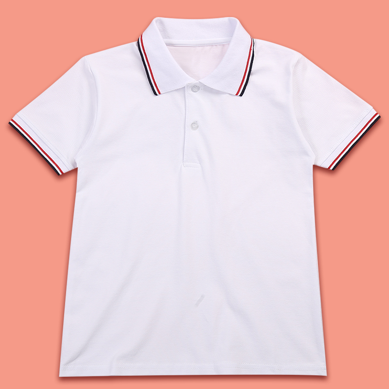 儿童polo衫夏季男童女童短袖T恤小学生校服中学白色上衣毕业班服