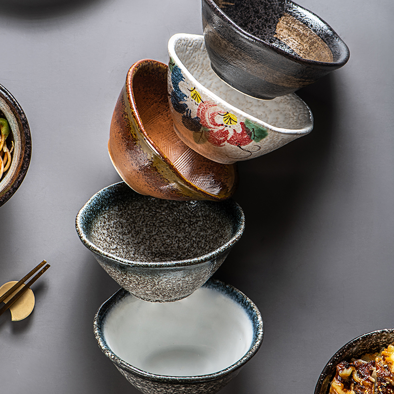 创意日式刨冰碗甜品碗复古陶瓷餐具斗笠碗韩式家用米饭碗面碗汤碗