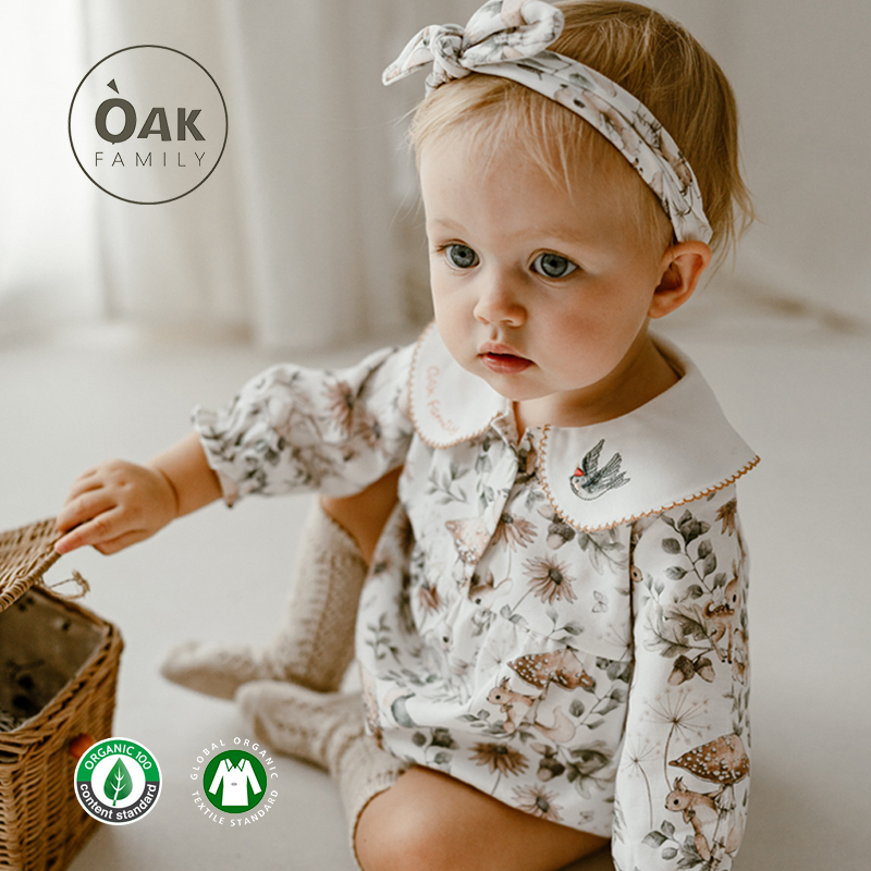 Oak Family婴儿薄款夏季三角包屁衣男女满月宝宝连体衣纯棉爬服