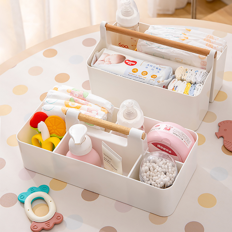 婴儿用品桌面收纳盒卧室床头宝宝尿不湿奶瓶母婴护理专用置物架