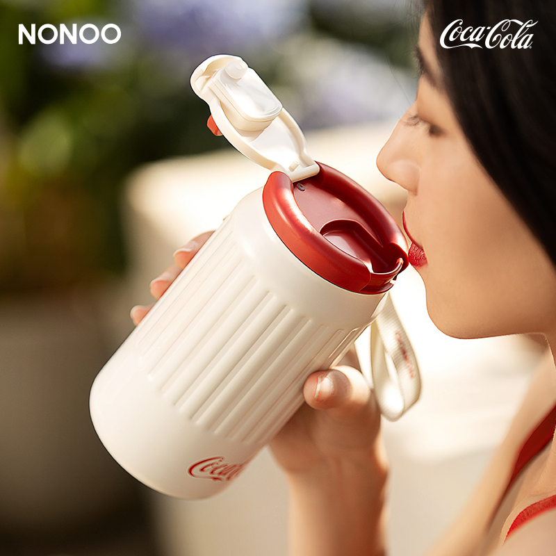 NONOO可口可乐联名保温杯女生高颜值水杯车载咖啡杯复古随行杯子