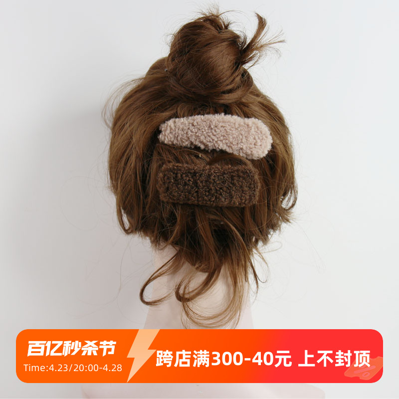 GUKUALI 韩国春夏羊羔毛无痕发夹BB夹毛绒边夹儿童发卡发饰头饰女