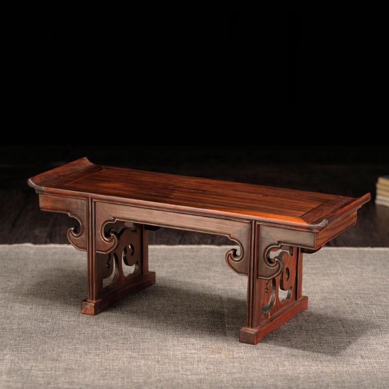 红木微型家具翘头抽屉琴桌条案鸡翅木长方形雕花底座小神台供桌