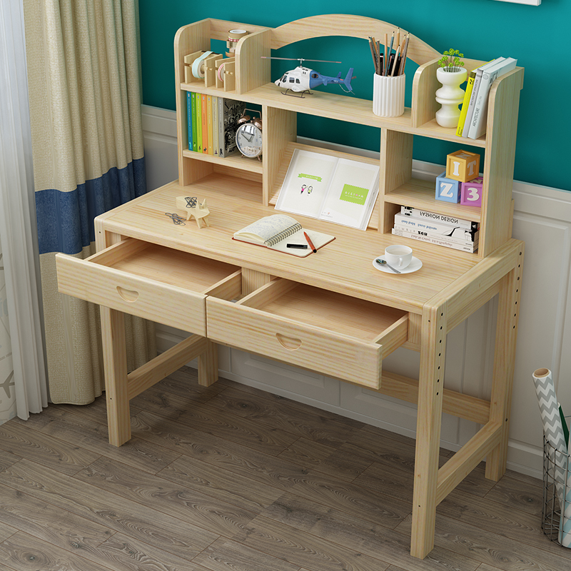 实木学习桌可升降现代简约小学生书桌儿童写字桌家用儿童桌椅套装