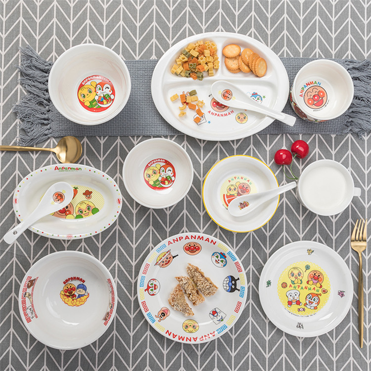 日单面包宝宝超人儿童卡通餐具日式陶瓷盘碗勺碟子水杯分隔餐盘