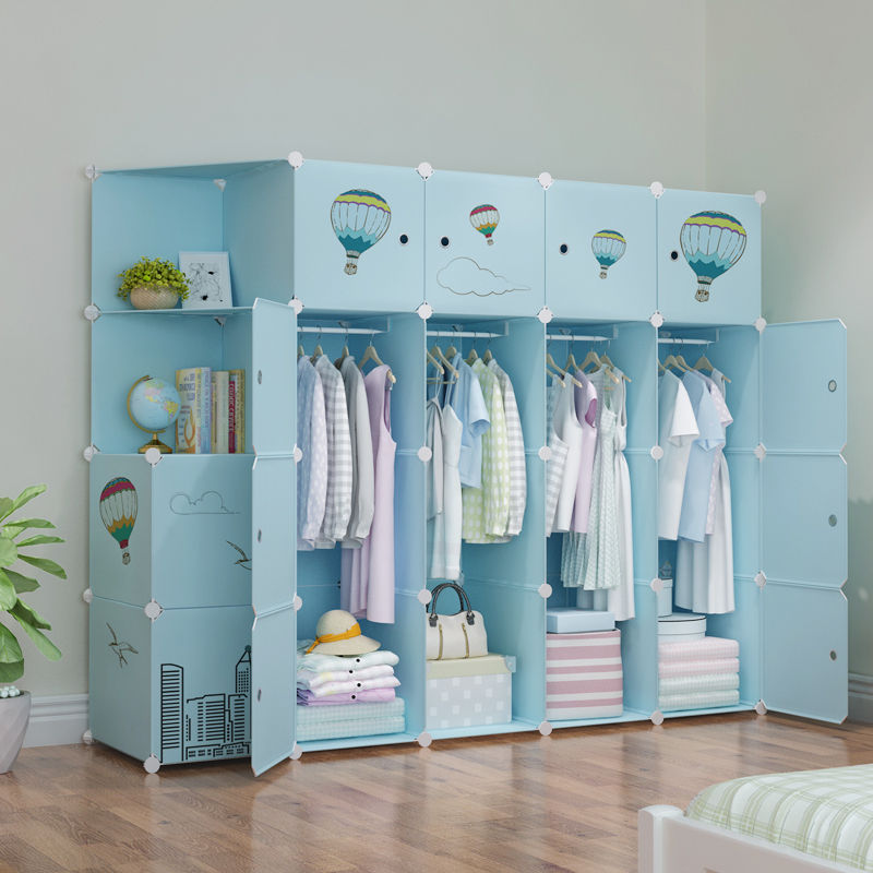 衣柜简约现代组装家用租房用的塑料儿童女布艺橱简易挂衣柜子收纳