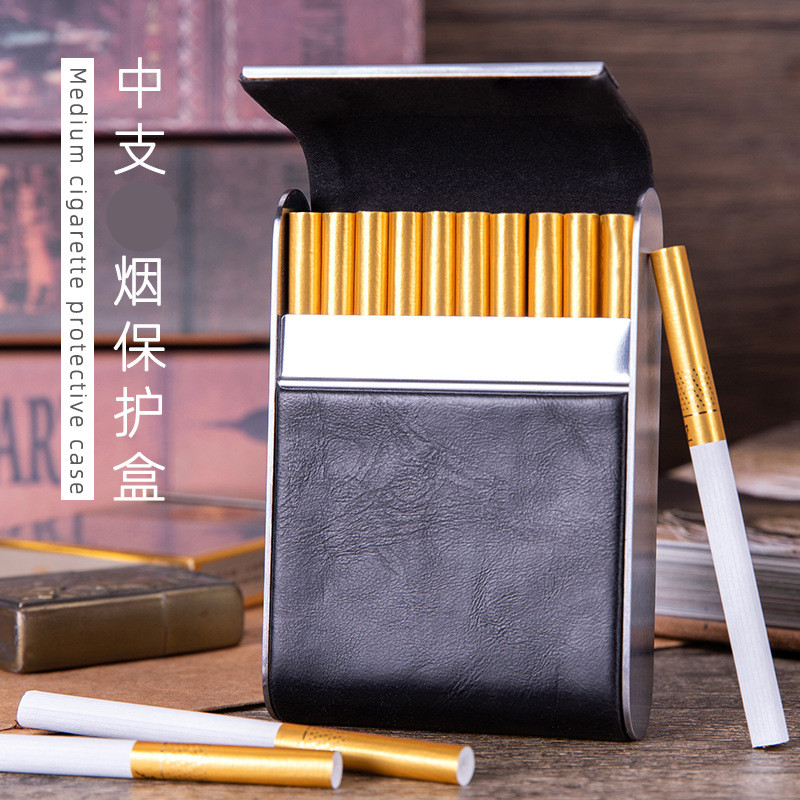 包邮6.5mm8.0高档皮烟盒中支细支粗支20支装超薄烟盒创意简约烟盒