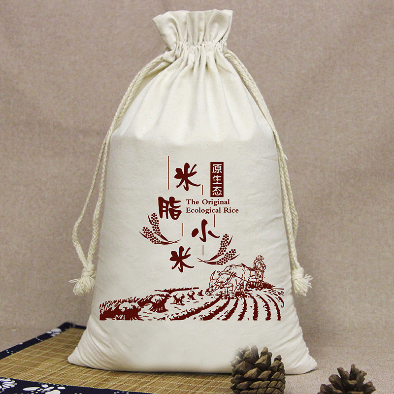农家小米布袋陕北绿豆5包装袋10米脂杂粮束口抽绳20延安小米帆布