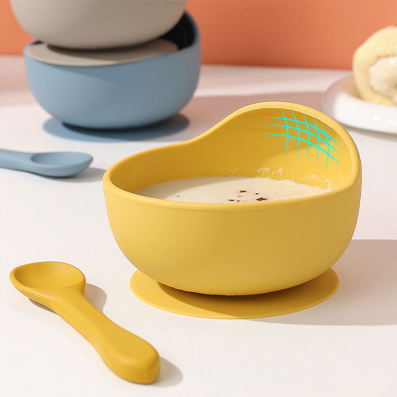 宝宝辅食碗儿童自主进食训练勺婴儿专用餐具防摔防烫碗硅胶吸盘碗