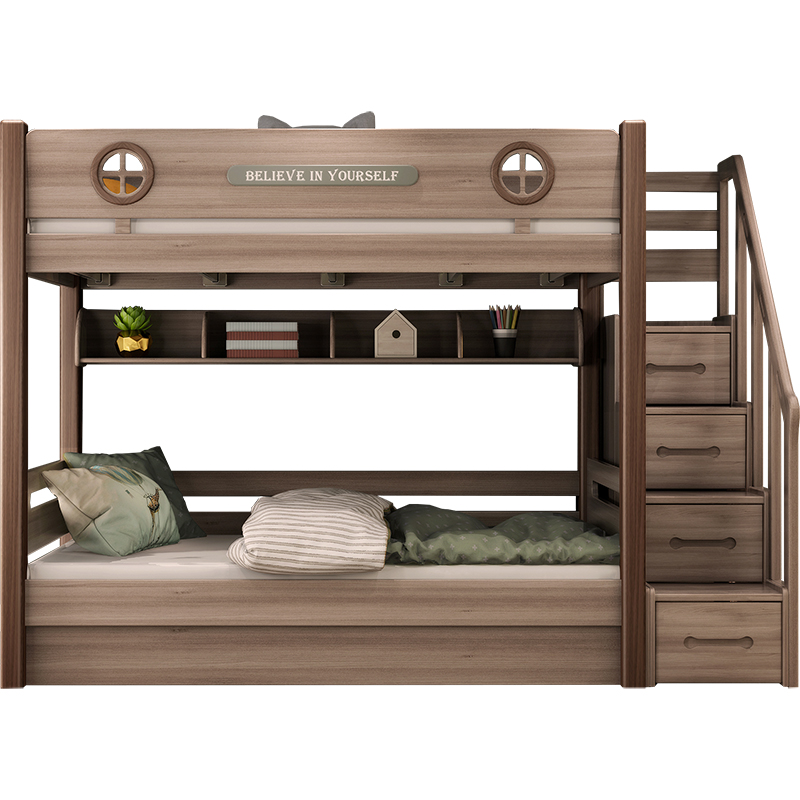全实木儿童床平行上下床两层高低床同宽双层床子母床小户型多功能