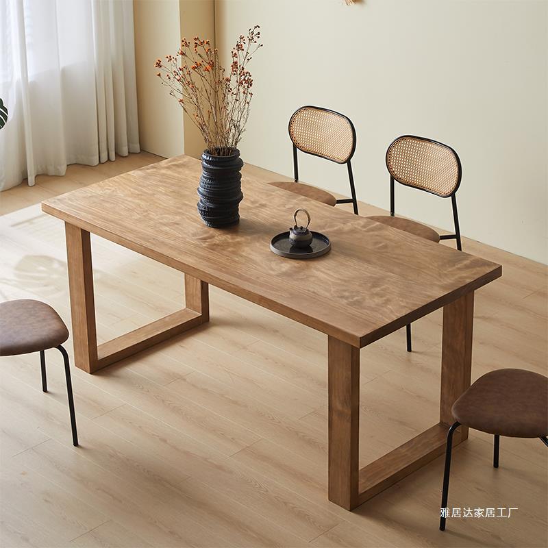 大板餐桌全实木侘寂风饭桌家用简约现代桌椅组合复古大板长桌子