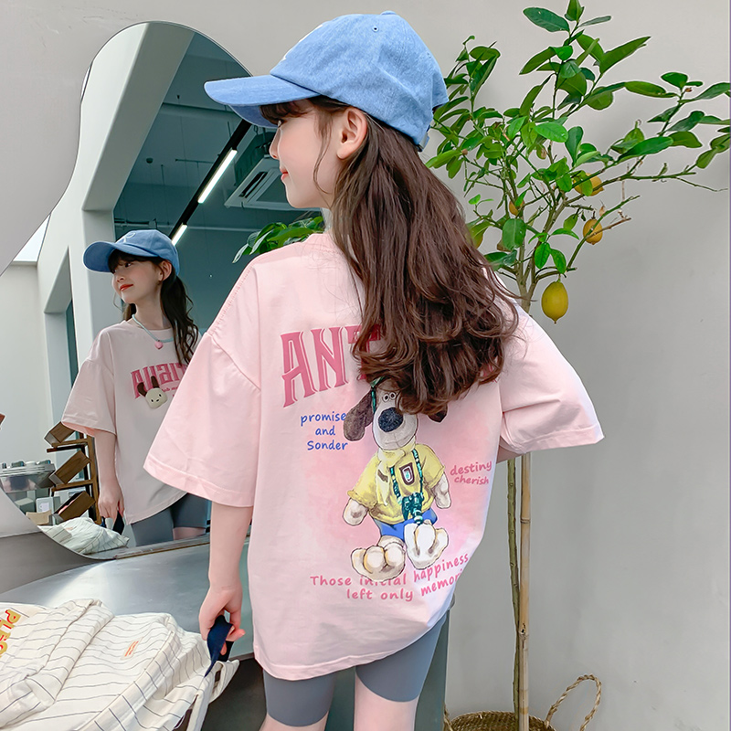 女童夏装t恤短袖2024新款韩版洋气儿童夏季小女孩半袖体恤上衣潮