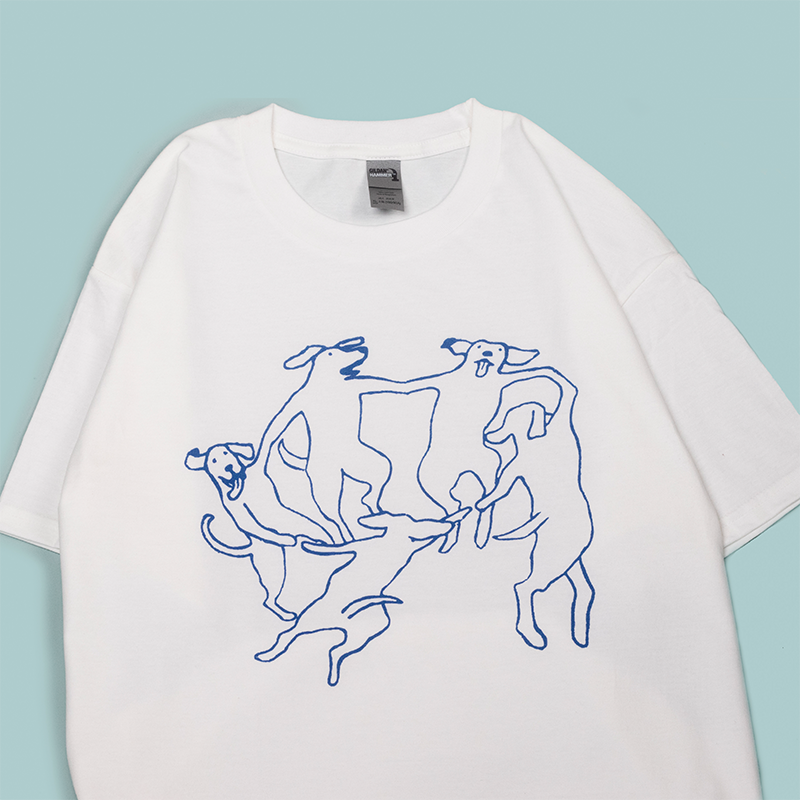 i了艺术家系列 马蒂斯“跳舞”的狗印花T恤短袖 跳舞的猪MATISSE