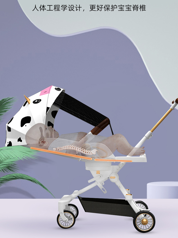 双向遛娃神器手推车可坐可躺轻便一键折叠高景观婴儿宝宝遛娃伞车