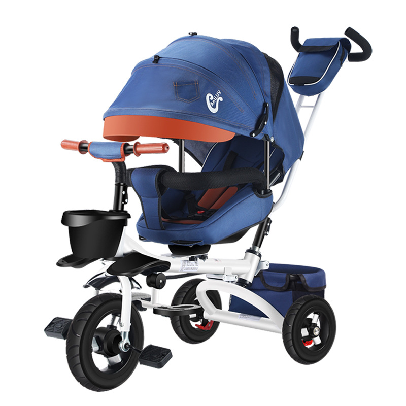 儿童三轮车脚踏车0至1-3-6岁婴儿手推车可坐可躺折叠脚蹬溜娃神器