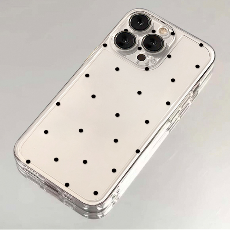 日韩黑色小波点适用iPhone15/14promax手机壳苹果13pro华为nova9红米k30pro透明vivoy52s简约OPPOk10保护套