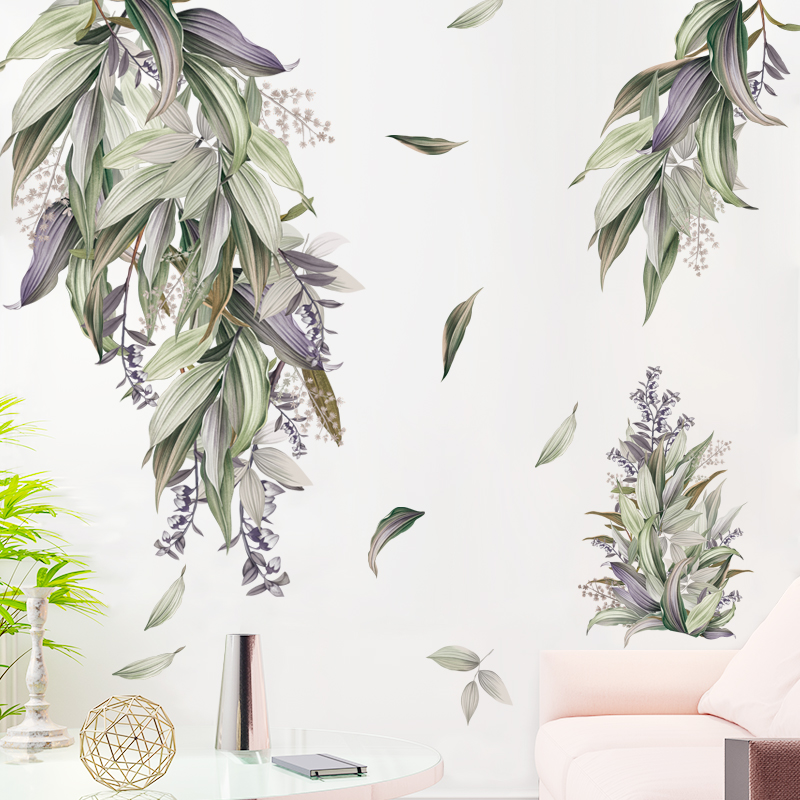 墙贴可移除墙上装饰画植物叶子唯美典雅贴纸温馨卧室床头宿舍布置