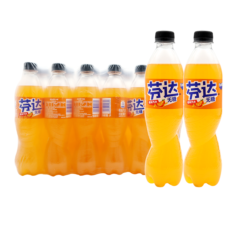 可口可乐芬达零卡 橙味汽水500ml*24瓶/整箱 无糖无能量 北京包邮