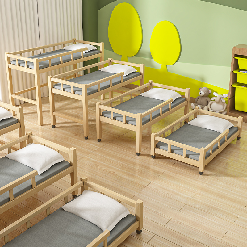 定制幼儿园推拉床儿童午睡伸缩叠叠床幼儿园午休床可移动高低床上