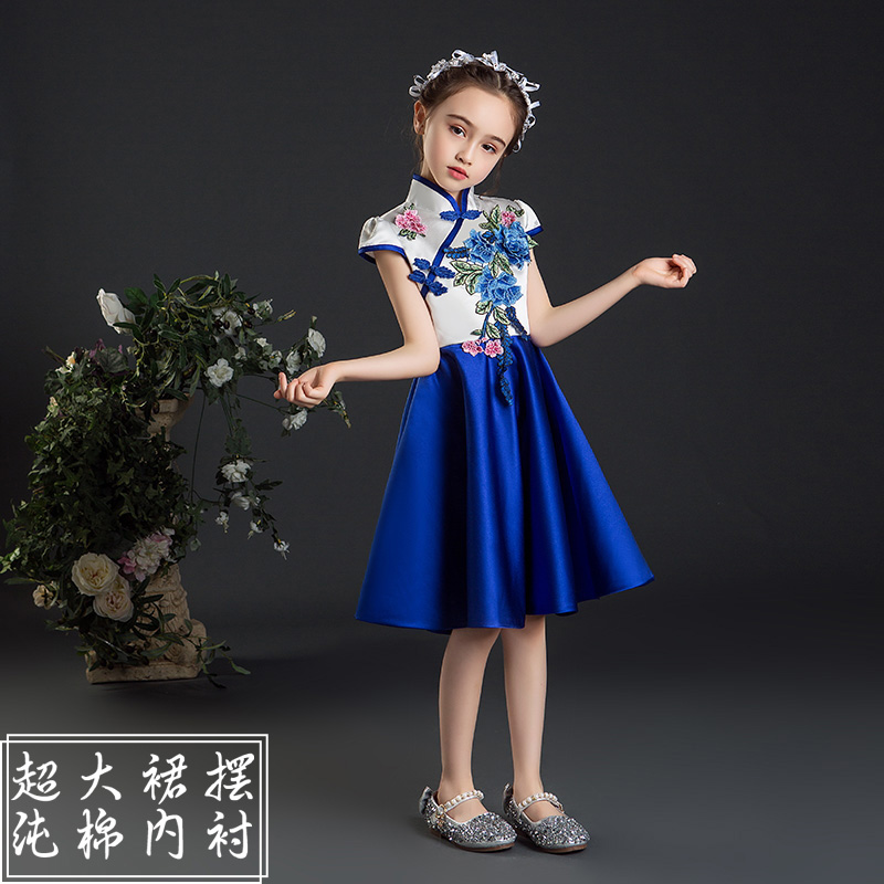 女童旗袍汉服古装中国风小女孩唐装儿童礼服小学生合唱服演出服