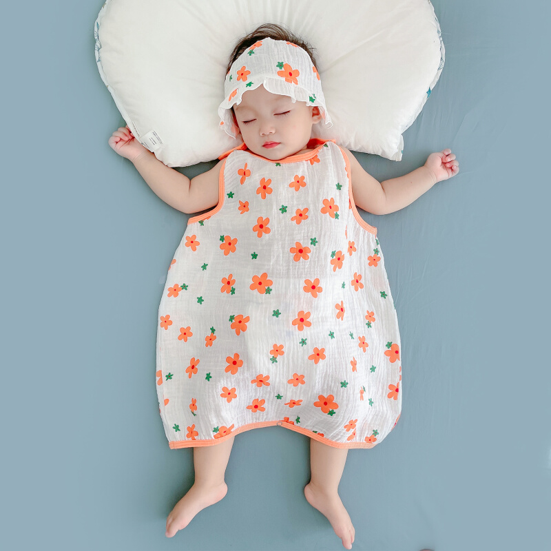 新生婴儿睡袋夏季薄款背心空调四季通用款宝宝护肚子防踢被夏109