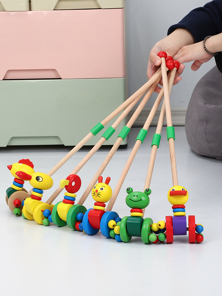 儿童推推乐 木质单杆学步手推车玩具1周岁婴儿2-3岁半宝宝男女孩