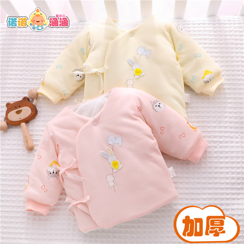 0一3月婴儿和尚服秋冬季加厚小棉袄新生宝宝保暖棉衣贴身夹棉上衣