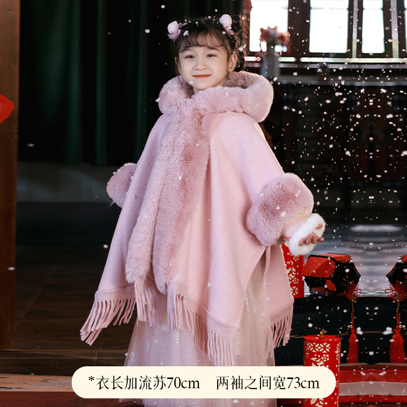 高档红色汉服女童国风旗袍冬季长袖加绒小女孩改良唐装中式儿童拜