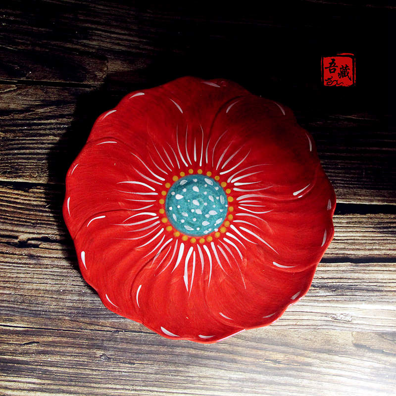 【吾藏】欧美陶瓷手绘盘 牛排盘 沙拉盘 装饰摆设水果盘 家用餐具