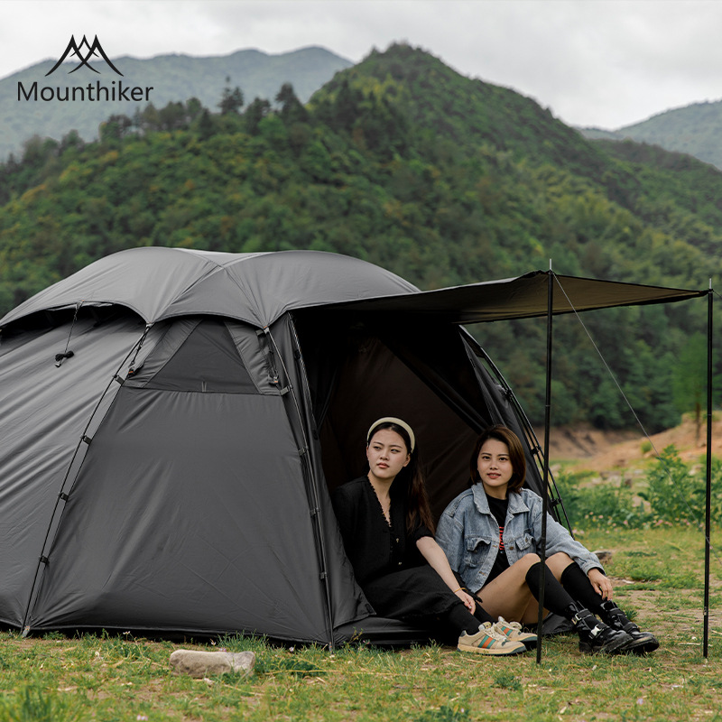 山之客户外露营地黑星球帐篷210T涤纶防水压胶通风透气铝杆球形帐