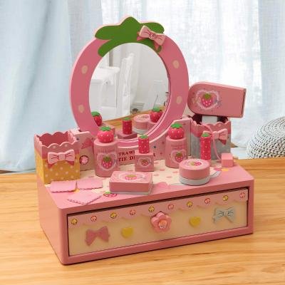新款梳妆台盒生日礼物过家家玩具化妆桌3-4-5岁女孩饰品木制仿真