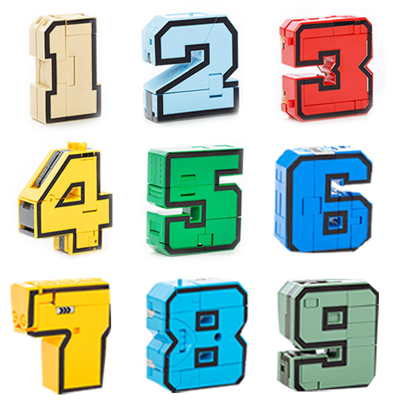 新款正版数字变形玩具儿童男孩益智拼装积木字母5一7岁3到6生日礼
