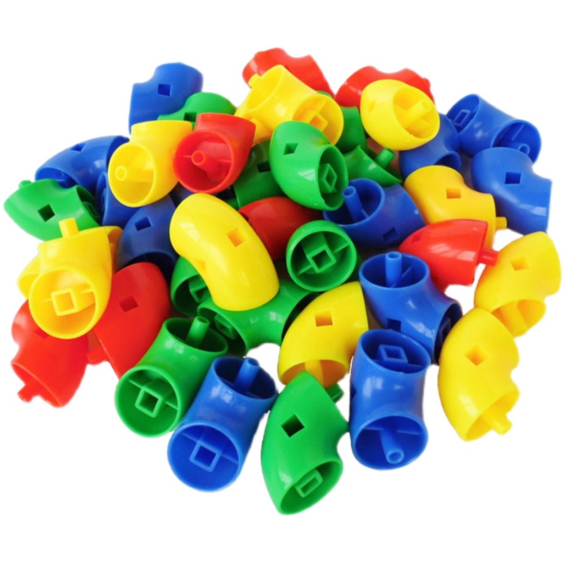 幼儿园旋转拼装弯管积木塑料拼插益智儿童玩具男女孩早教3岁以上