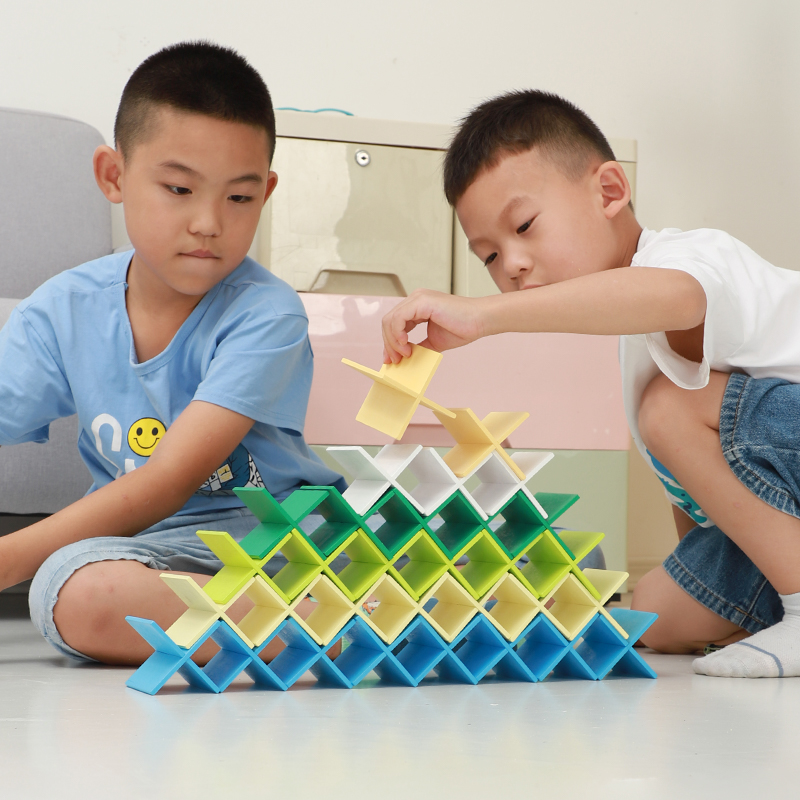 出口国际早教儿童益智积木宝宝早教玩具拼搭学习木质叠叠高2-3岁