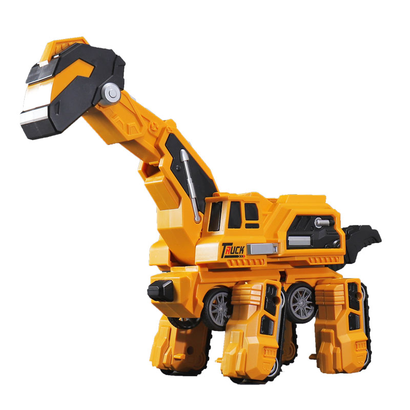 挖掘机变形恐龙玩具车儿童惯性碰撞变身蜿龙工程车宝宝益智耐摔车